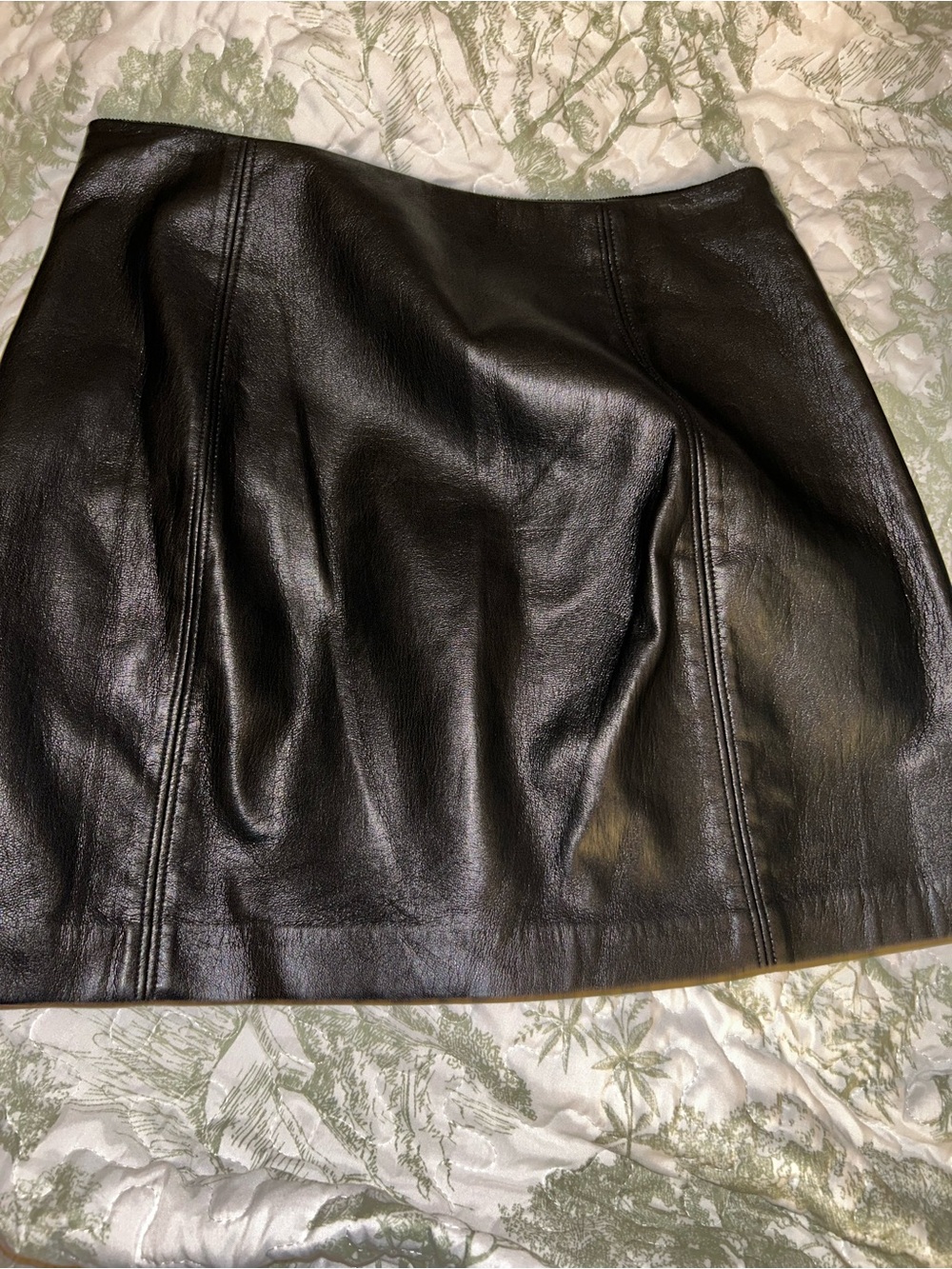 Preloved Babaton Faux Leather Black Mini Skirt
